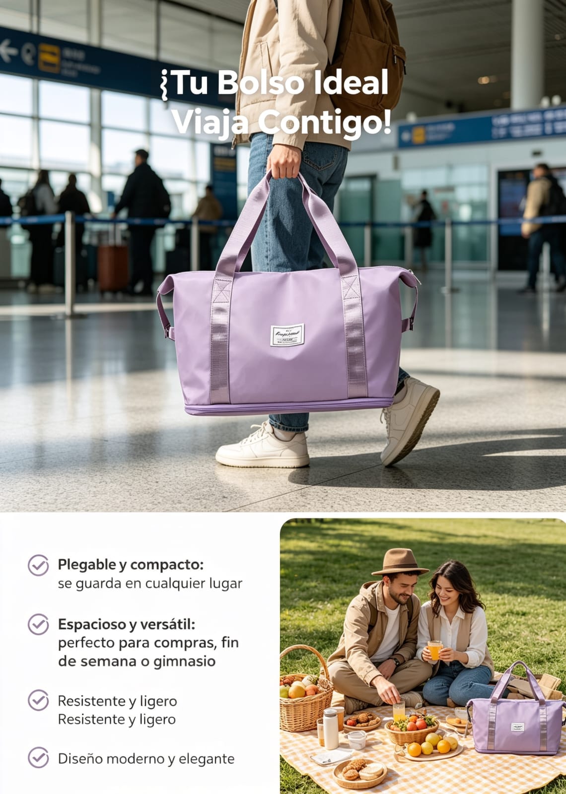 Bolso Deportivo De Mano Para Viaje y Gym