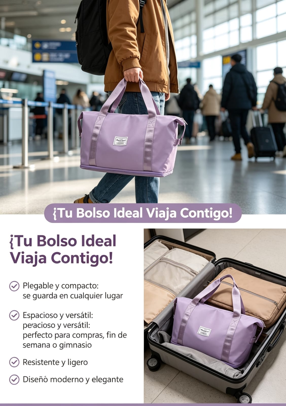 Bolso Deportivo De Mano Para Viaje y Gym