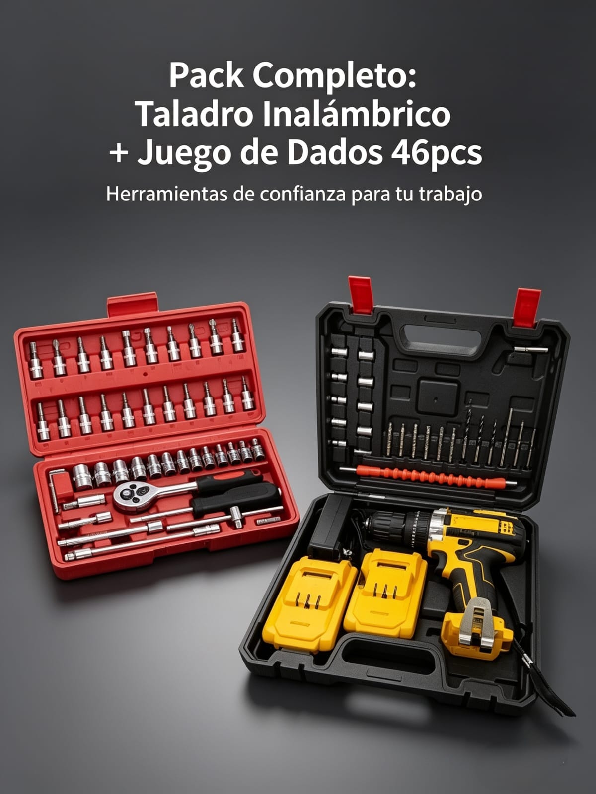 Pack Taladro Inalam + juego dados 46pcs