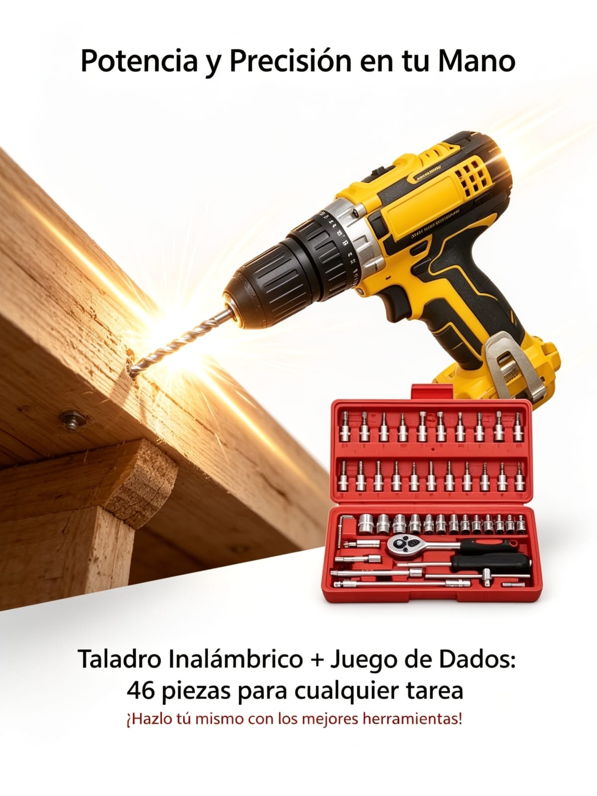 Pack Taladro Inalam + juego dados 46pcs