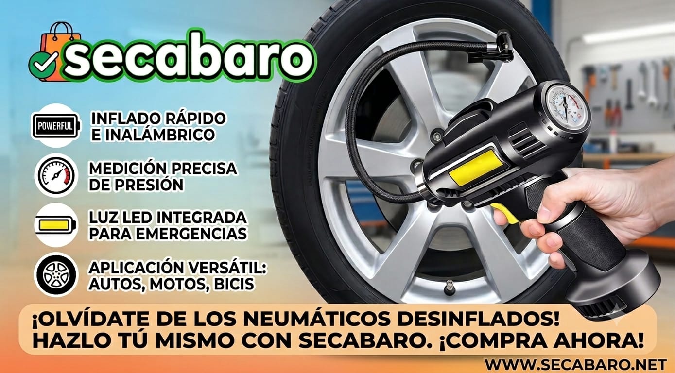Inflador de neumáticos con luz LED